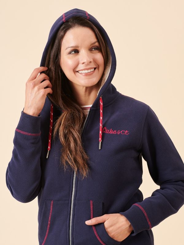 borg, borg lined, cosy hoodie, lined hoodie, womens hoodie, ladies hoodie, hoodie, navy hoodie, ladies navy hoodie, fleece lined hoodie, 