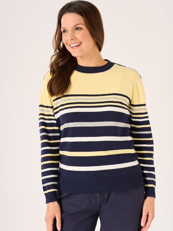 Kelty Navy and Yellow Striped Cotton Jumper