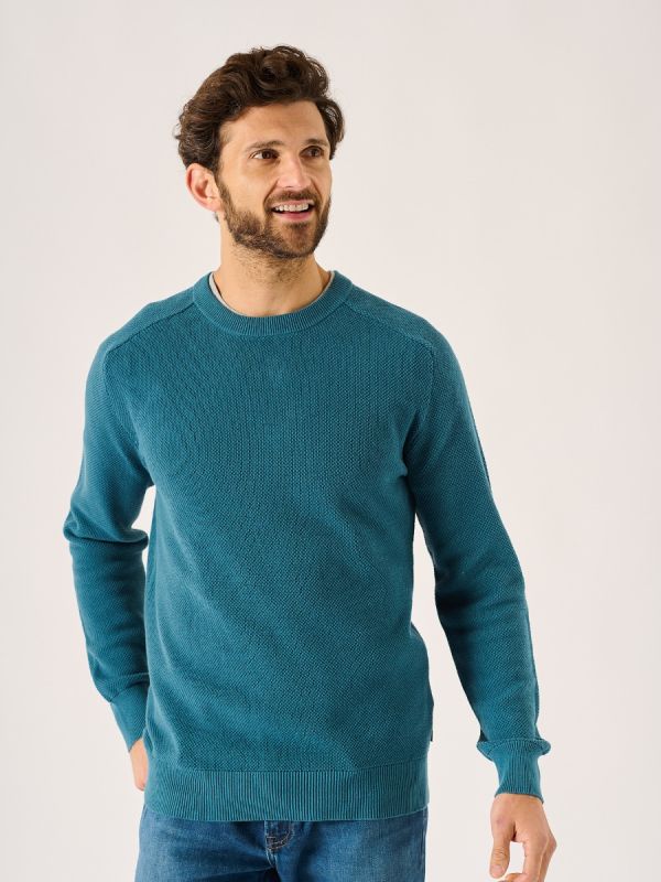 Kentmoore Crew Neck Teal Blue Knitted Jumper