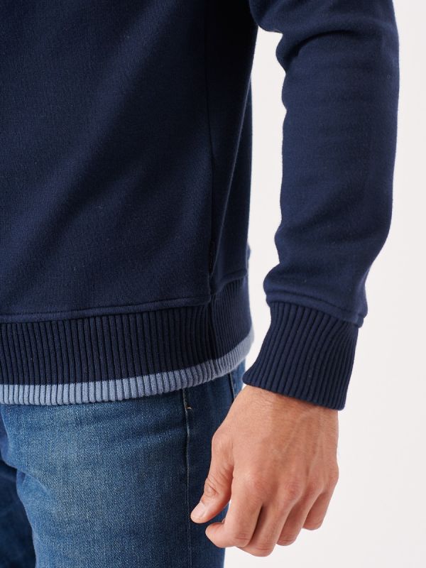 navy, quarter zip, soft, jumper, pull over, knitted, sweatshirt, ribbed, contrast, autumn, winter
