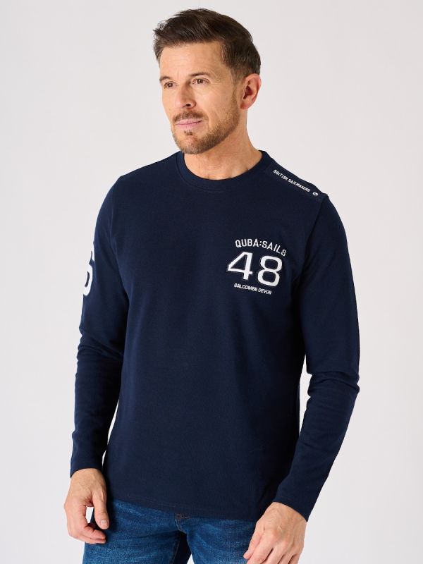 Navy Long Sleeve X-Series Pique T-Shirt - Laramy