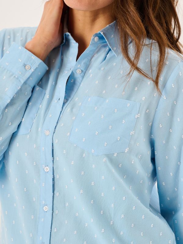 Blue Long Sleeve Dobby Shirt - Lauder