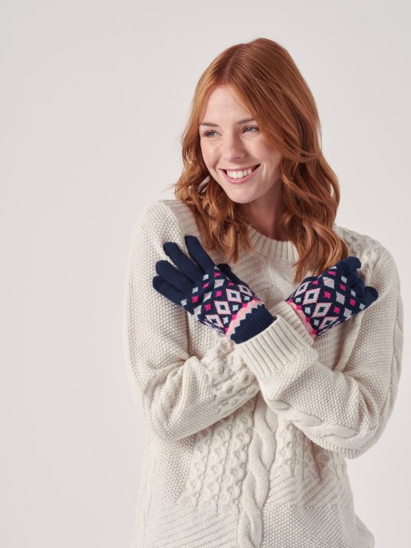 Laurie Fair Isle BLUE Knitted Gloves | Quba & Co
