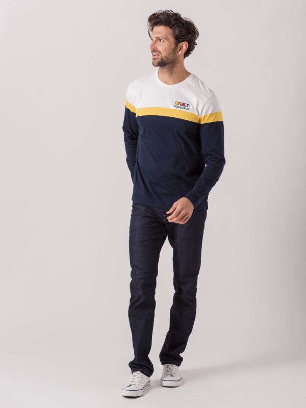 Lorenzo NAVY WHITE YELLOW X-Series Long Sleeve T-Shirt | Quba & Co