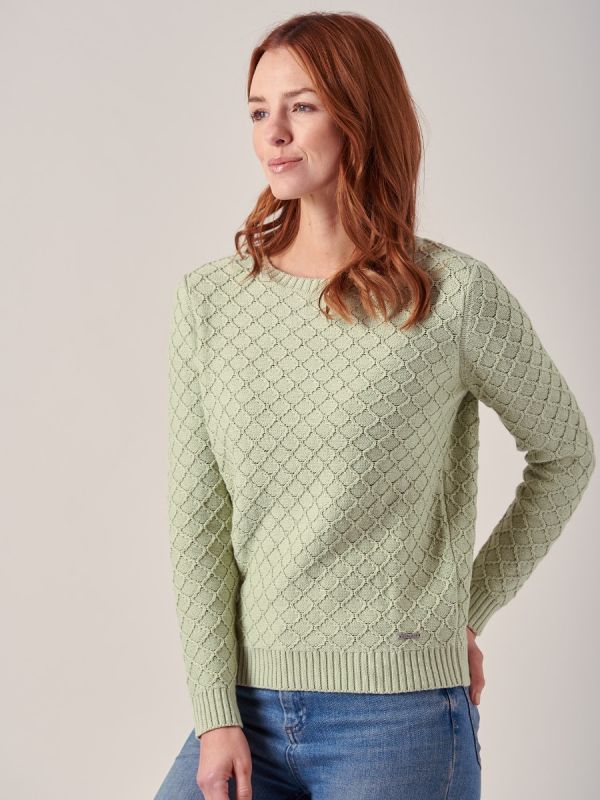 Luciana SEAFOAM GREEN Textured Knit Jumper | Quba & Co