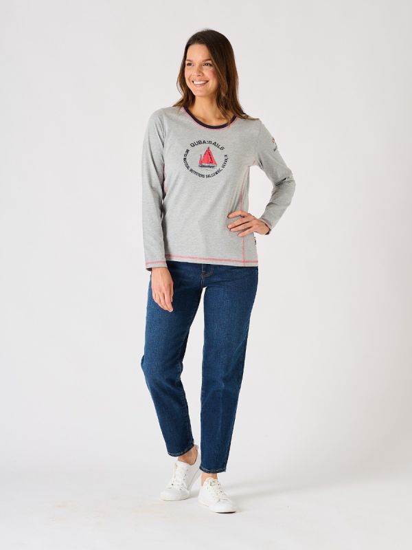 Grey Long Sleeve Lifestyle Quba Boat Print X-Series T-Shirt - Macaw