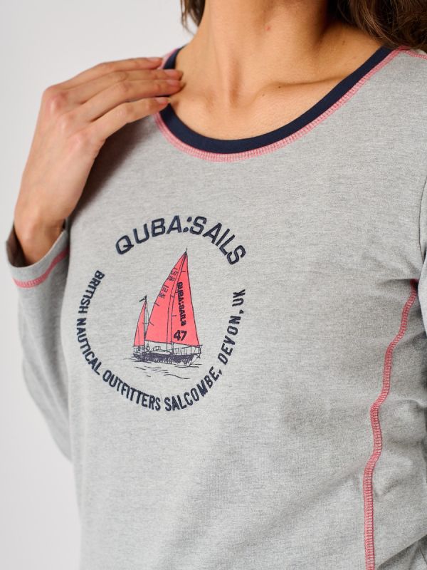 Grey Long Sleeve Lifestyle Quba Boat Print X-Series T-Shirt - Macaw