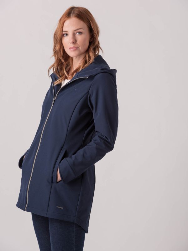 Mari Softshell Navy Hooded Coat