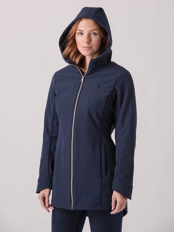 Mari Softshell Navy Hooded Coat