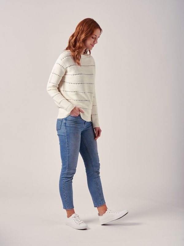 Mariana WHITE Textured Knit Jumper | Quba & Co
