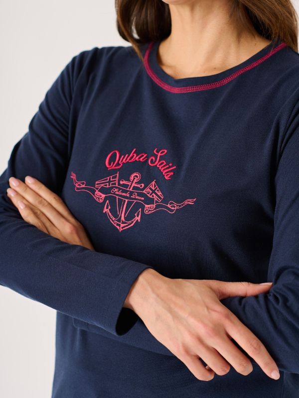 El Mar Minorca Shirt with Ruffle - Navy