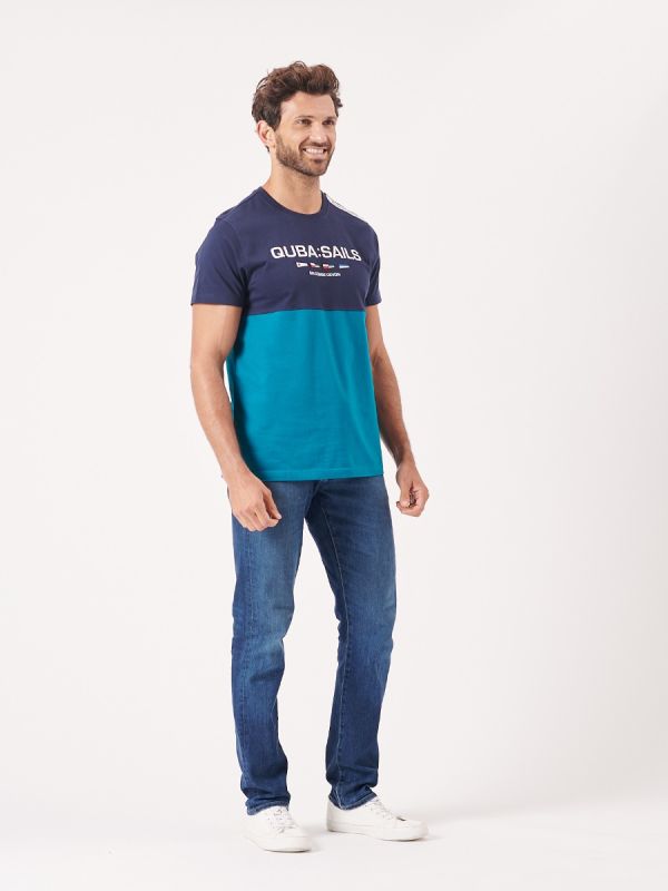 navy, teal, colour block, t-shirt, tee, top, x-series, sport inspired, sporty, graphic