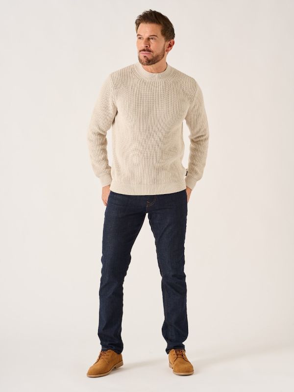 Cash-ca oatmeal v neck jumper - light stone main image 1