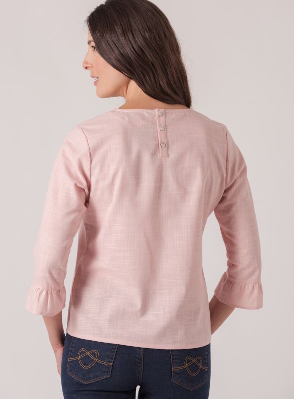 Ola Bell Sleeve Woven Top - Pale Pink