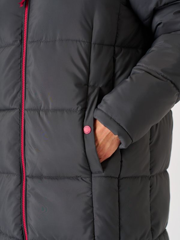 Grey Longline Contrast Zip Padded Jacket - Orebro       