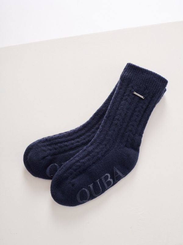 Navy Knitted Ladies Slipper Socks - Pelican