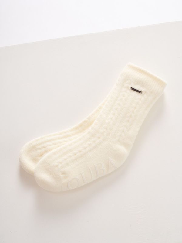 White Knitted Ladies Slipper Socks - Pelican 