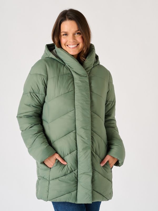 Sage Green Hooded Padded Coat - Plover