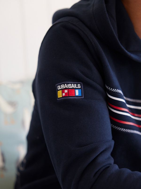 navy, hoody, sweatshirt, pullover, x-series, contrast detailing, hooded,red, white, zipped, zigzag stitching