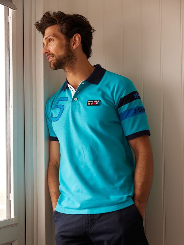 polo, x-series, sport, contrast, blue, navy, white, casual, mens, top, summer