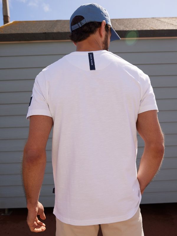 white, location, tee, t shirt, top, casual, holiday, padstow, graphic, summer, men's