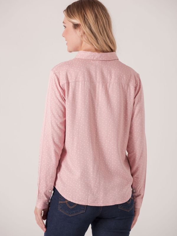 Rebekka Long Sleeve Polka Dot Shirt - Pale Pink/Whisper White