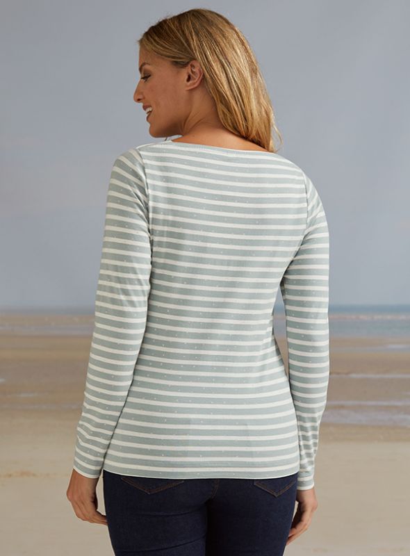 Lexi Printed Long Sleeve T-Shirt - Harbour Green/White