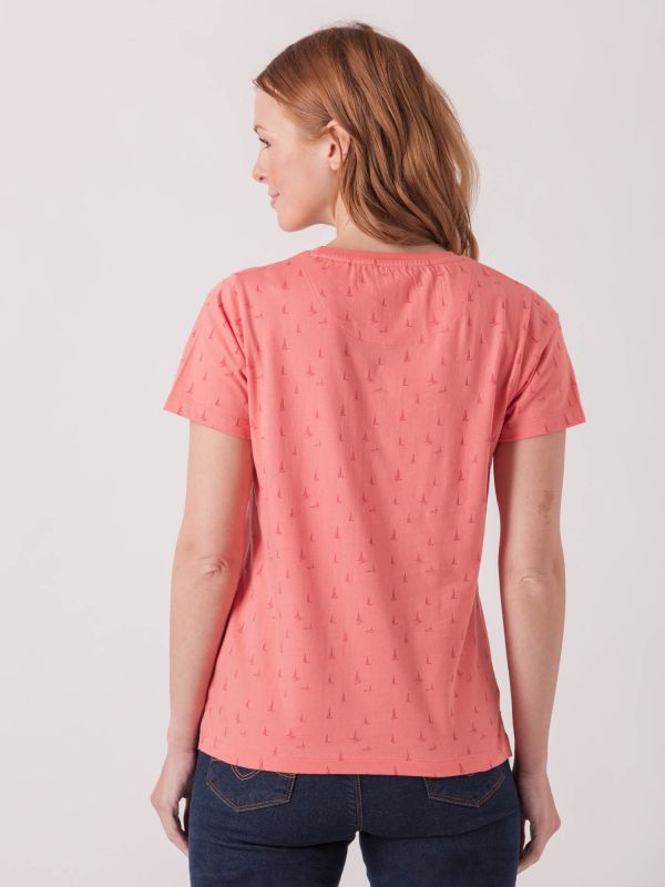 Sanvitalia Pink Boat Print Design T-Shirt