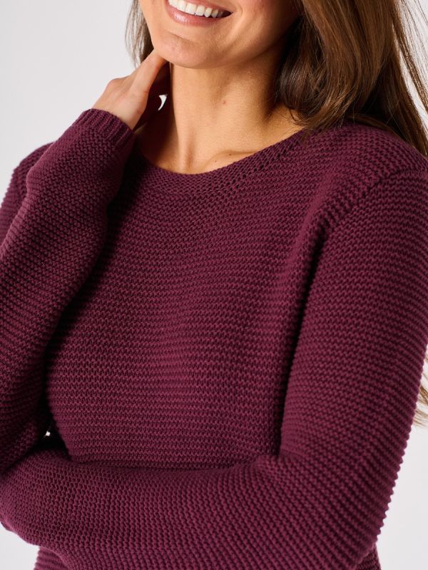 Fig Cotton Tape Yarn Knitted Jumper - Skua