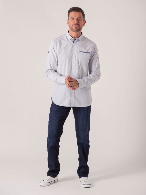 Skoll Long Sleeve Stripe Check Shirt - Pool Blue/White | Quba & Co Shirts