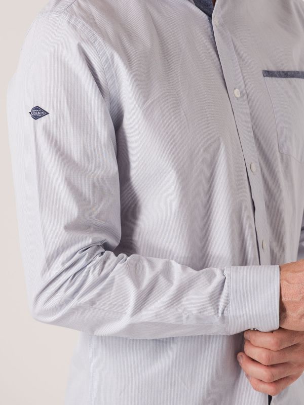 Skoll Long Sleeve Stripe Check Shirt - Pool Blue/White