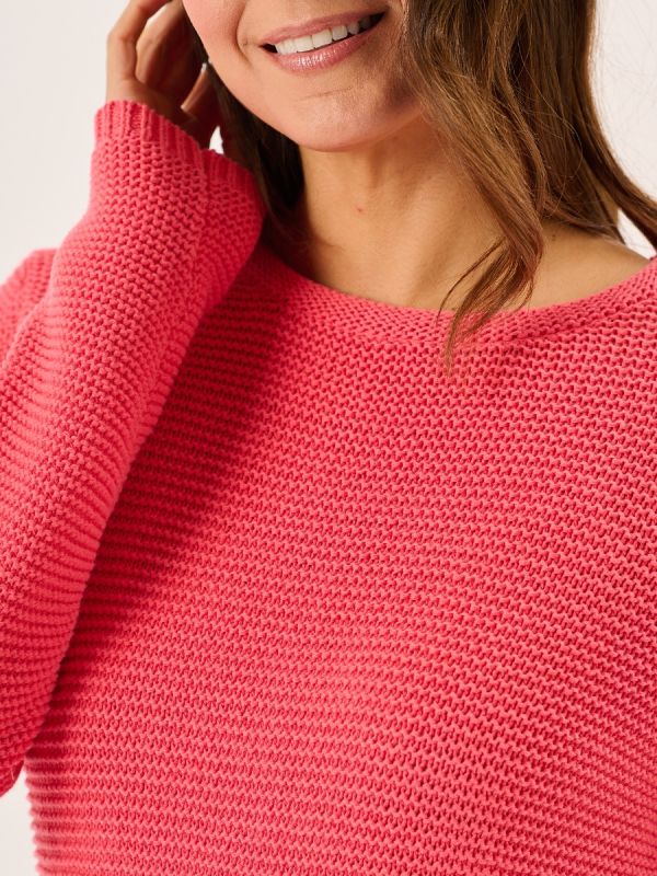 Coral Pearl Stitch Cotton Knitted Jumper - Skylar 