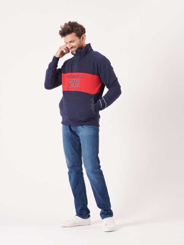 quarter zip, navy, red, x-series, contrast, sporty, sport, sweatshirt, jumper