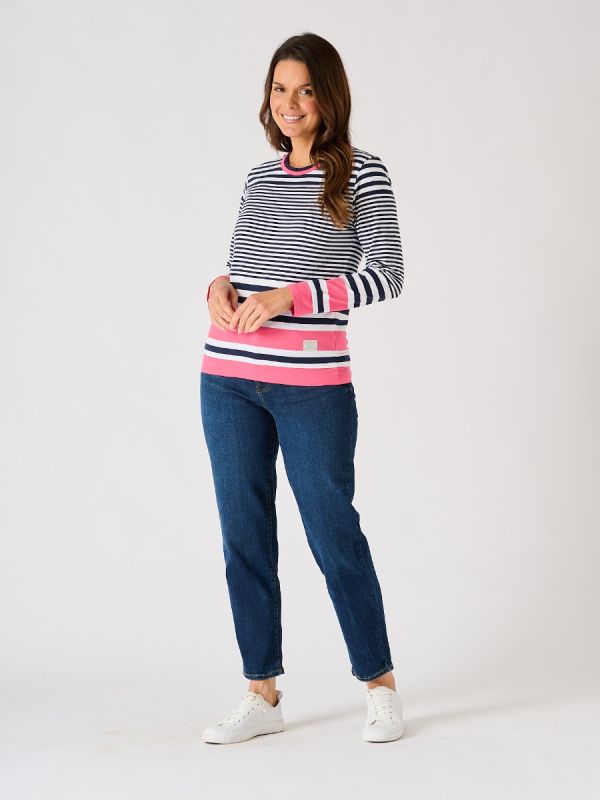 Navy and White Striped Long Sleeve T-Shirt - Stint 