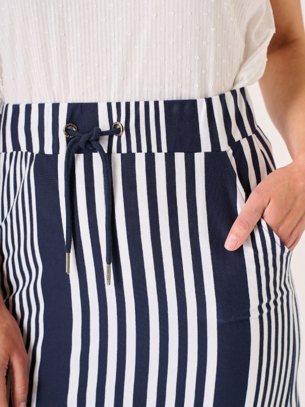 Tarbet Maxi Navy and White Jersey Striped Skirt