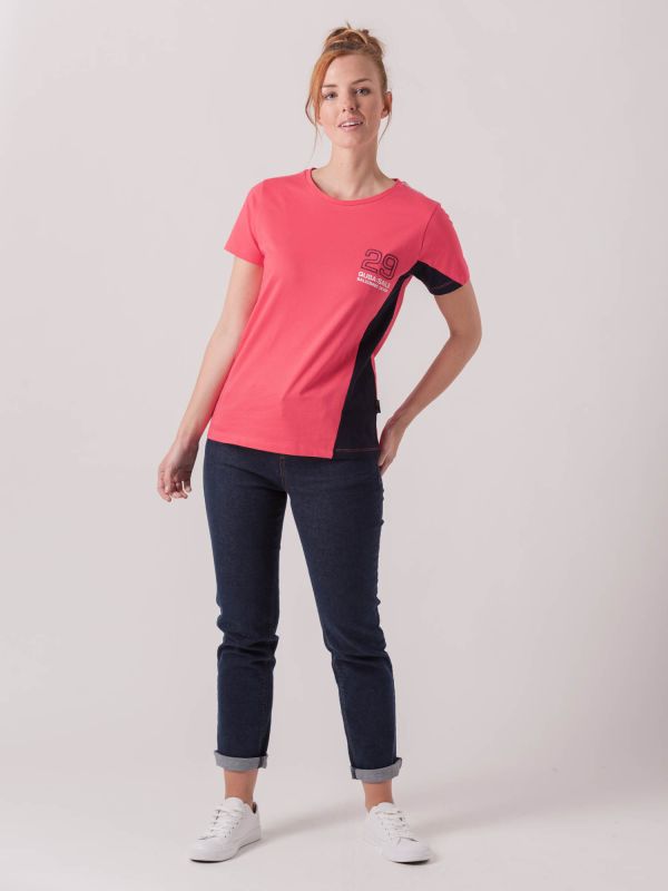 Tasha PEACH PINK NAVY X-Series Panel T-Shirt | Quba & Co