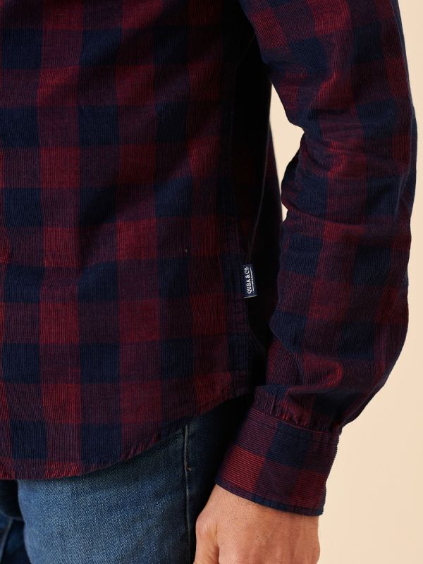 corduroy, cord, shirt, smart, casual, navy, checked, red, check, ribbed, pocket, autumn, winter, mens