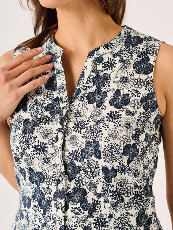 Tyne Navy and White Floral Print Dress