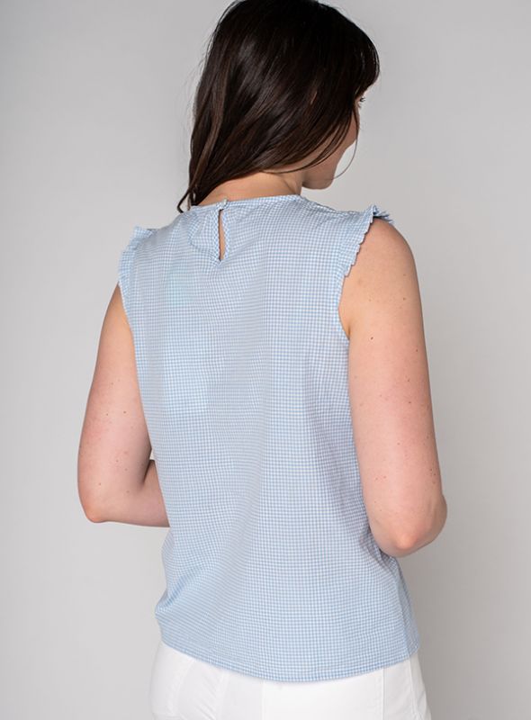 Hester Gingham Vest - Sky Blue | Quba & Co Tops and T-Shirts