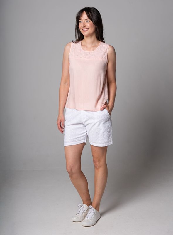 Corfu Broderie Top - Peony Pink | Quba & Co Tops and T-Shirts