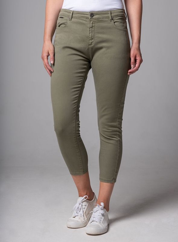 Suzan Cropped Trousers - Khaki Green