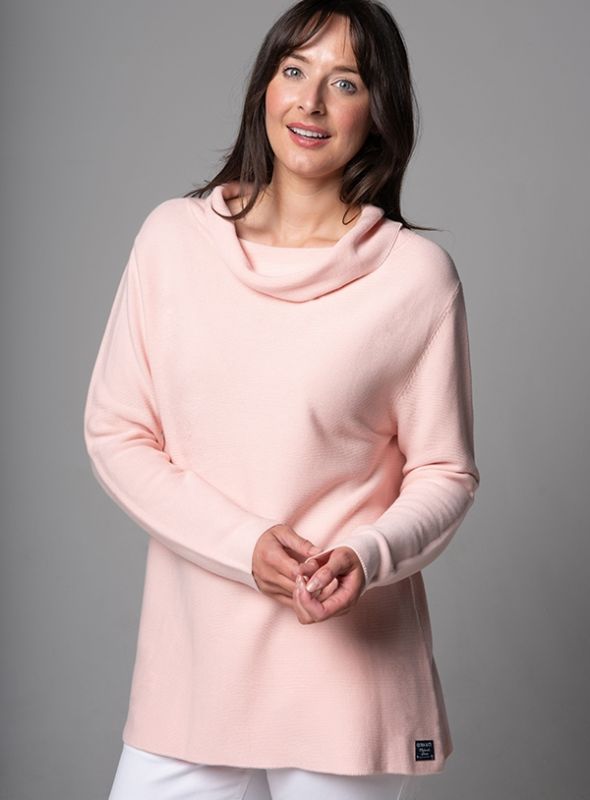 Camilia Womens Wide Turtle Neck Jumper - Peony Pink