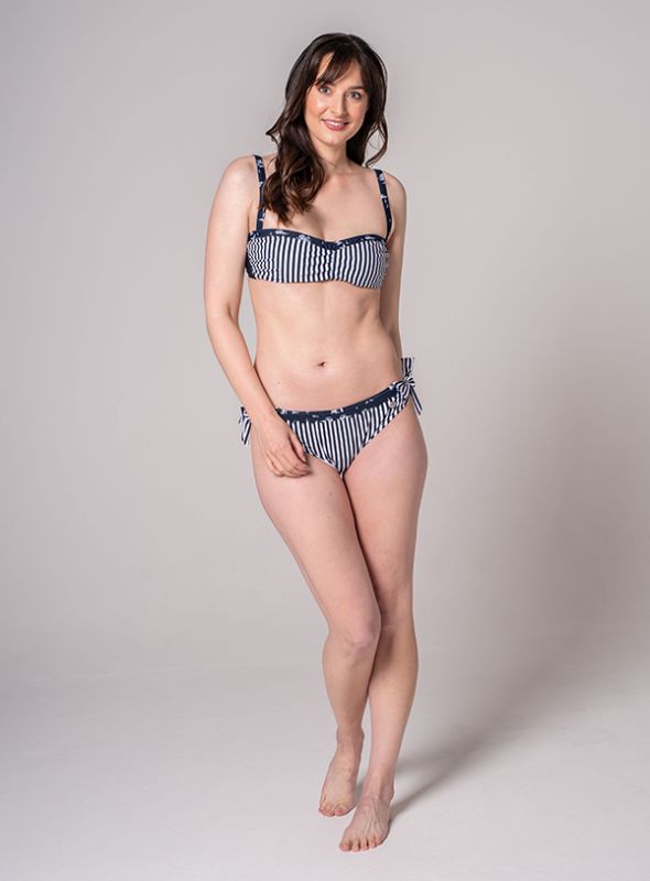 Bali Striped Bikini Briefs - Deep Navy | Quba & Co Swimwear