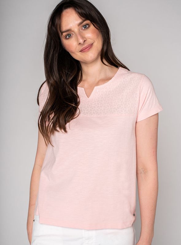 Ariana Woven T-Shirt - Peony Pink