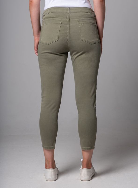 Suzan Cropped Trousers - Khaki Green | Quba & Co