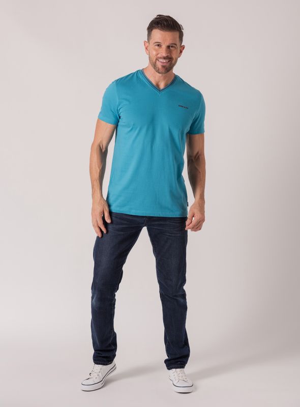 Viktor V Neck Tee - Icebreaker Blue | Quba & Co Tops & T-Shirts