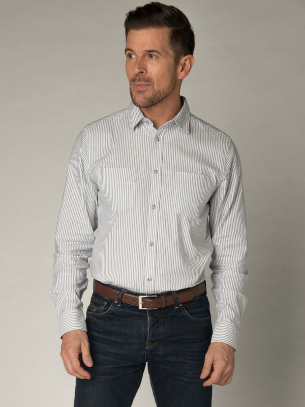 Walter Long Sleeve Striped Shirt - China Blue/White