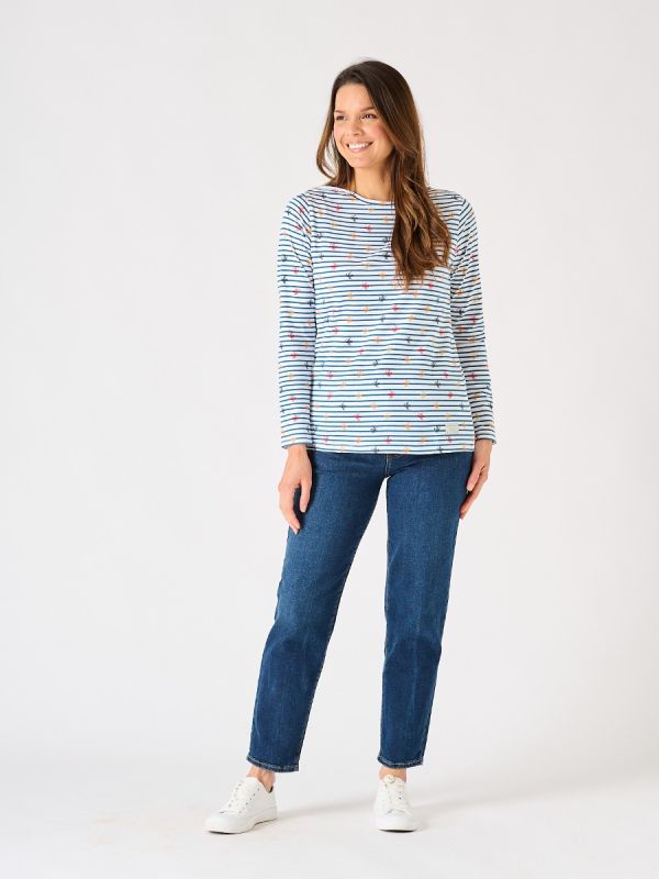 Blue and White Fish Design Conversation Long Sleeve T-Shirt - Whimberal