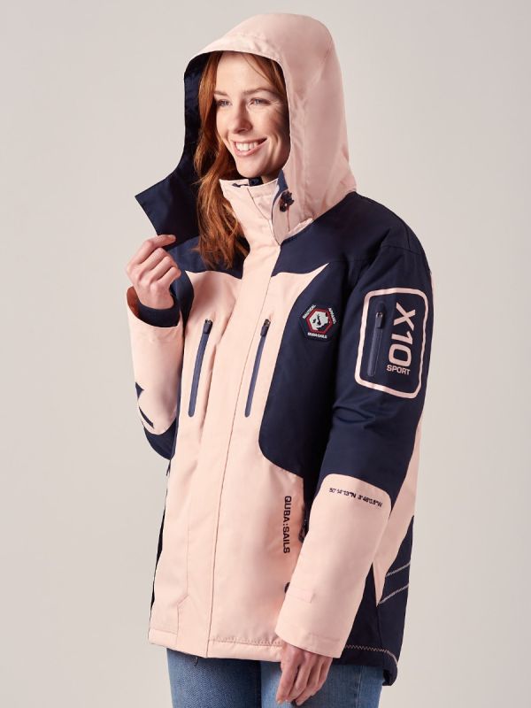 Ladies NAVY PINK New X10 Sport Waterproof Jacket | Quba & Co