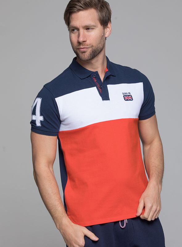 X150 Mens X-Series Polo Shirt - Navy/White/Flare Red